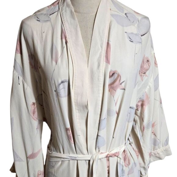 Halston Vintage Silk Floral Print Maxi Robe - Picture 2 of 10